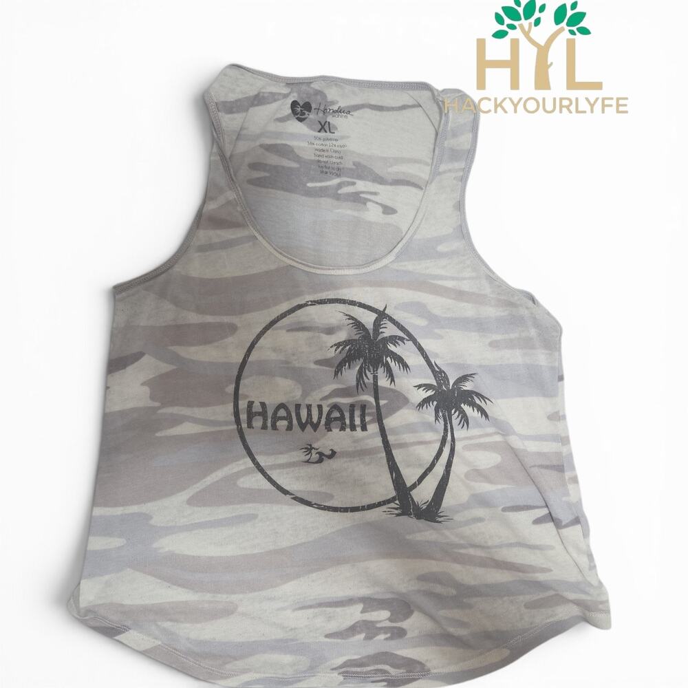 Honolua Wahine Womens Tank Top Light Gray Hawaii Graphic XL Used